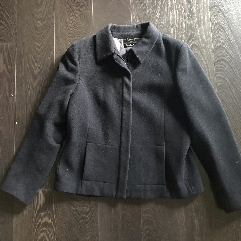 Zip up pea coat. Navy blue